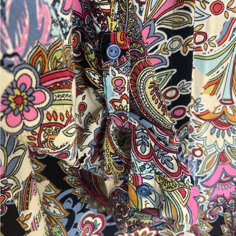 CUPIO Printed Paisley Button-Front Tunic Dress - Multicolor - Picture 3 of 4